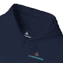 Load image into Gallery viewer, LivingWorks "Questions about suicide?" HELPER hoodie